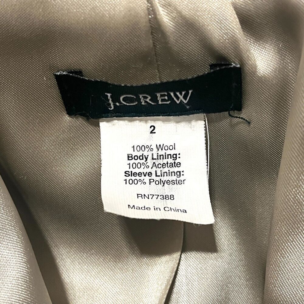 J. Crew Blazer Womens sz 2 Gray 100% Wool Jacket Gold Crest Buttons - Picture 6 of 7